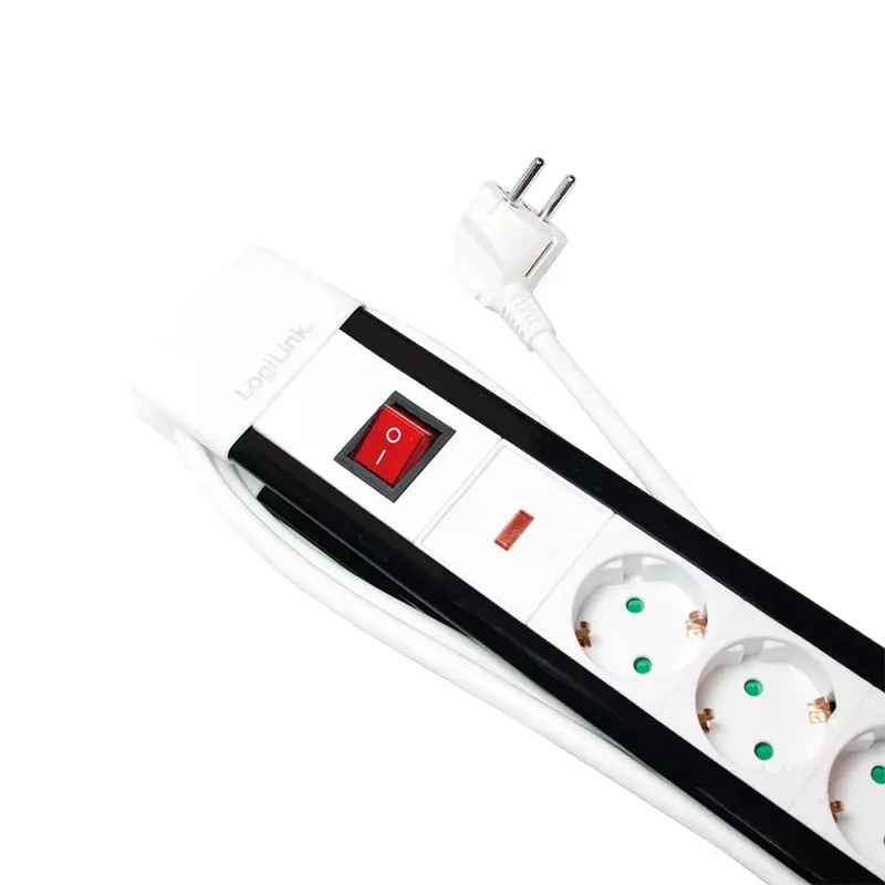 Extensão elétrica LogiLink LPS211 3m 5 tomadas AC interior preto branco