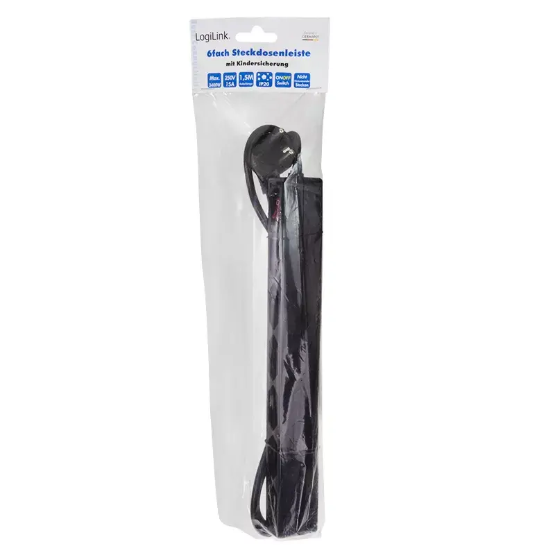 Extensão elétrica LogiLink LPS232B 1,5m 6 tomadas AC interior preto