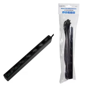Extensão elétrica LogiLink LPS231B 1,5m 6 tomadas AC interior preto