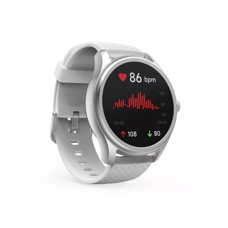 Smartwatch Hama Fit Watch 5010, LCD de 1,38 polegadas (3,51 cm), 46 mm, frequência cardíaca, SpO2, IP68, Bluetooth, prateado