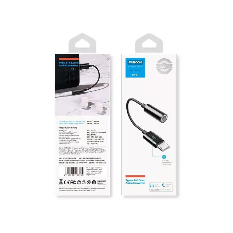 Adaptador de áudio digital Joyroom SH-C1 USB-C para 3,5 mm – compacto 5 g