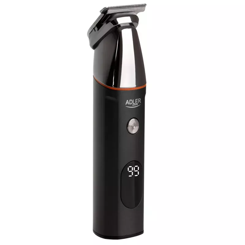 Conjunto de cuidados elétrico Adler AD 2946 – aparador de barba 5-em-1 sem fios para homem, 4 níveis de comprimento, 60 min. de autonomia, preto/aço inoxidável