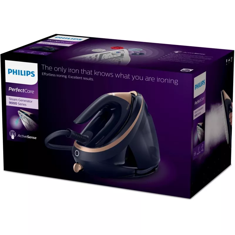 Central de engomar a vapor Philips PSG9050/20 — 3100 W, depósito removível de 1,8 l, 9 bar, base SteamGlide Elite