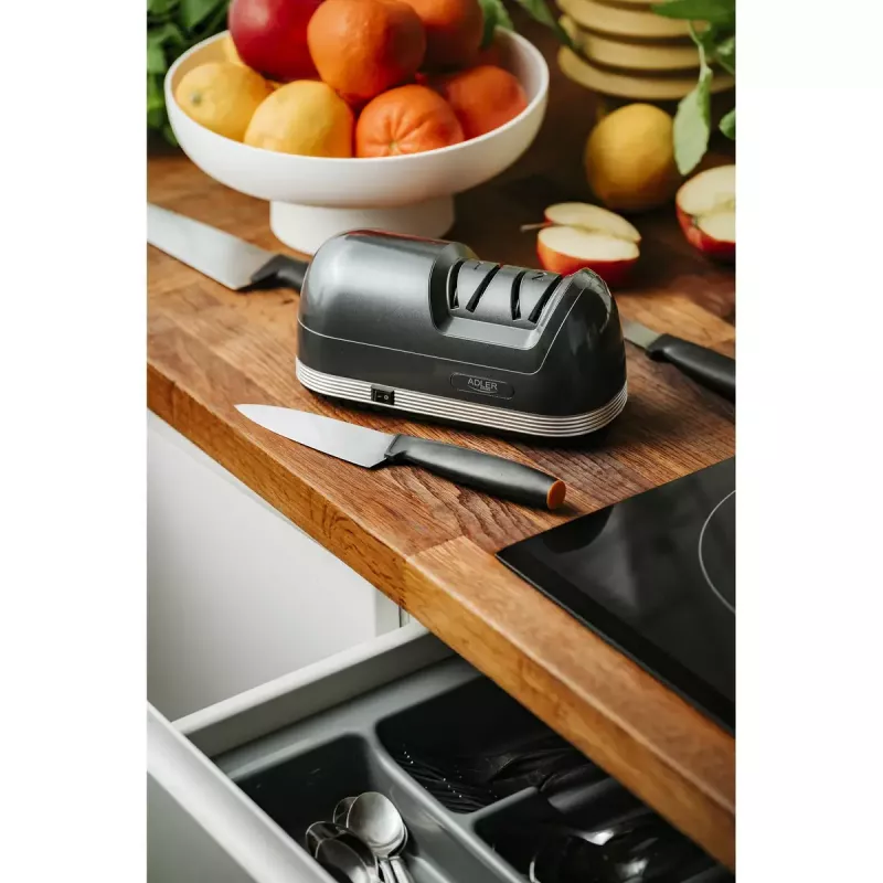 Adler AD 4508 afiador de facas elétrico, de 2 fases, 60 W, preto