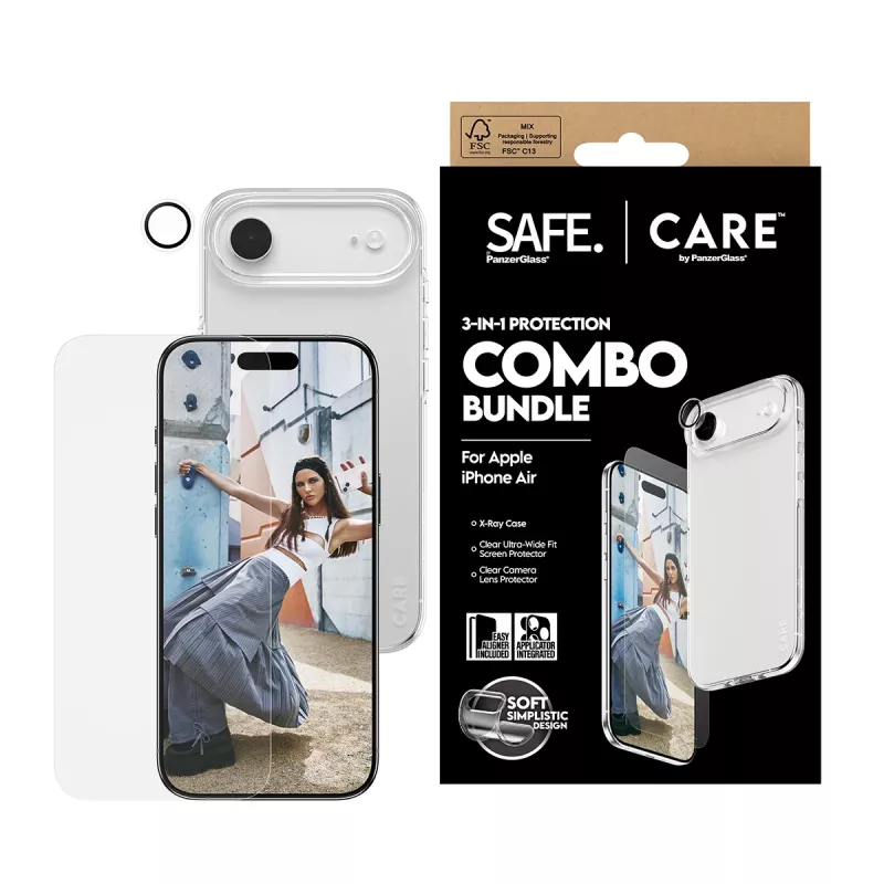 Proteção de ecrã + película para câmara e parte traseira combo PanzerGlass para iPhone 17 Air CR78718