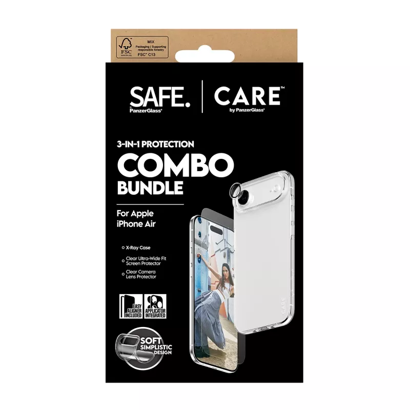 Proteção de ecrã + película para câmara e parte traseira combo PanzerGlass para iPhone 17 Air CR78718