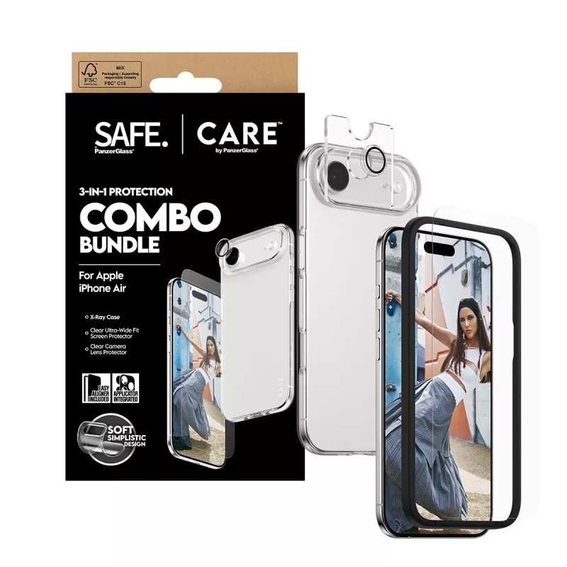 Proteção de ecrã + película para câmara e parte traseira combo PanzerGlass para iPhone 17 Air CR78718
