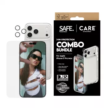 Combo de proteção de ecrã, capa e proteção de lentes da câmara PanzerGlass para iPhone 17 Pro Max CR60725