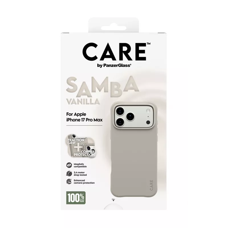 Capa PanzerGlass CARE by Fashionable Case Samba Vanilla com MagSafe para iPhone 17 Pro Max