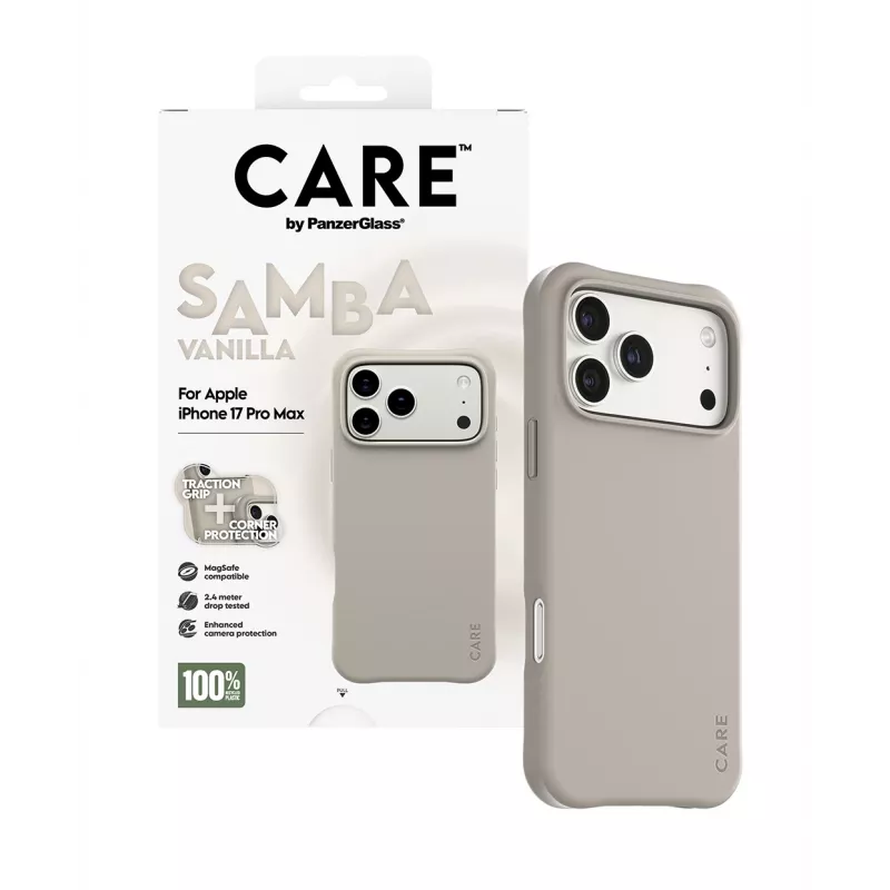Capa PanzerGlass CARE by Fashionable Case Samba Vanilla com MagSafe para iPhone 17 Pro Max