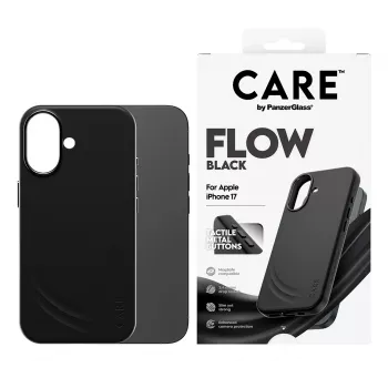 Capa de proteção PanzerGlass CARE Feature FLOW Case preta com MagSafe para iPhone 17