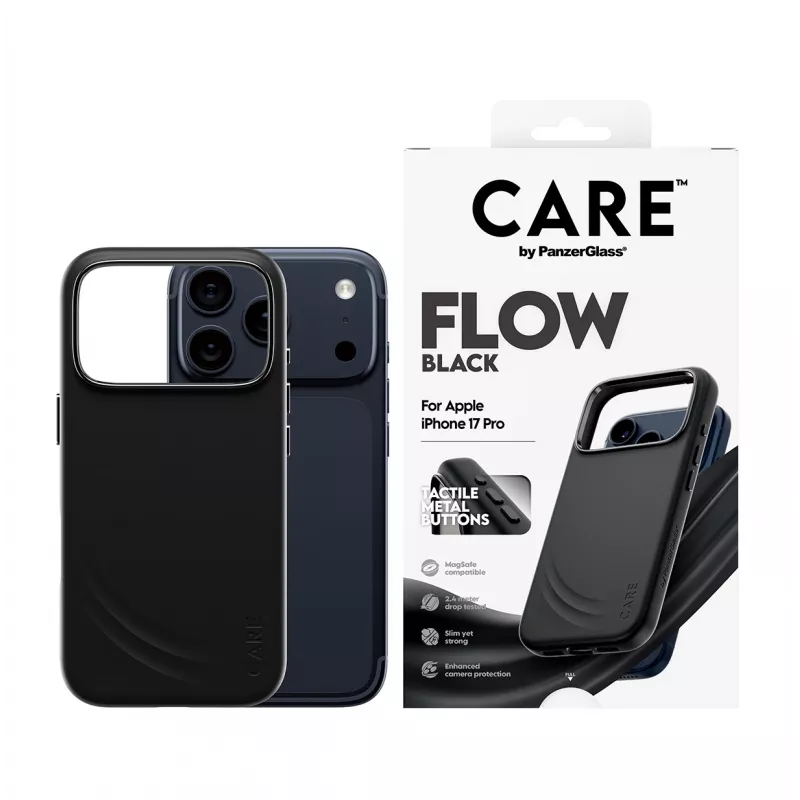 Capa de proteção PanzerGlass CARE by Feature FLOW Case preta com MagSafe para iPhone 17 Pro