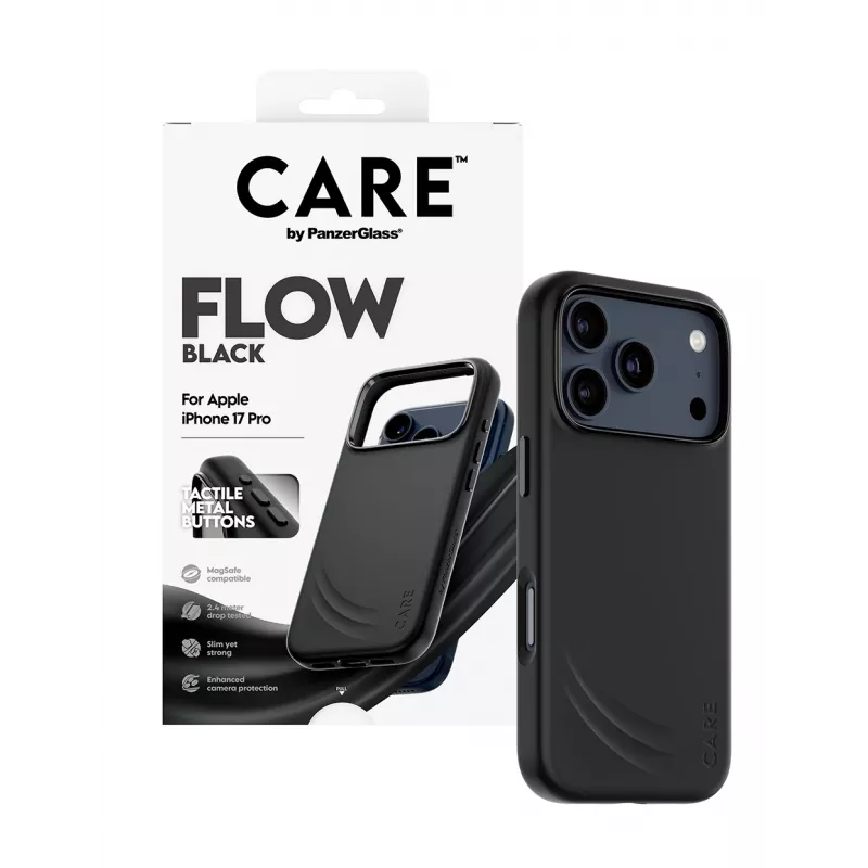 Capa de proteção PanzerGlass CARE by Feature FLOW Case preta com MagSafe para iPhone 17 Pro