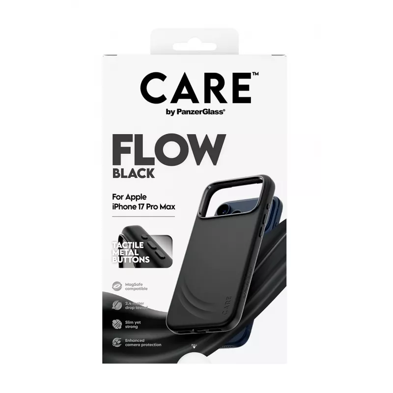 Capa de proteção PanzerGlass CARE by Feature FLOW para iPhone 17 Pro Max, capa, preta, compatível com MagSafe