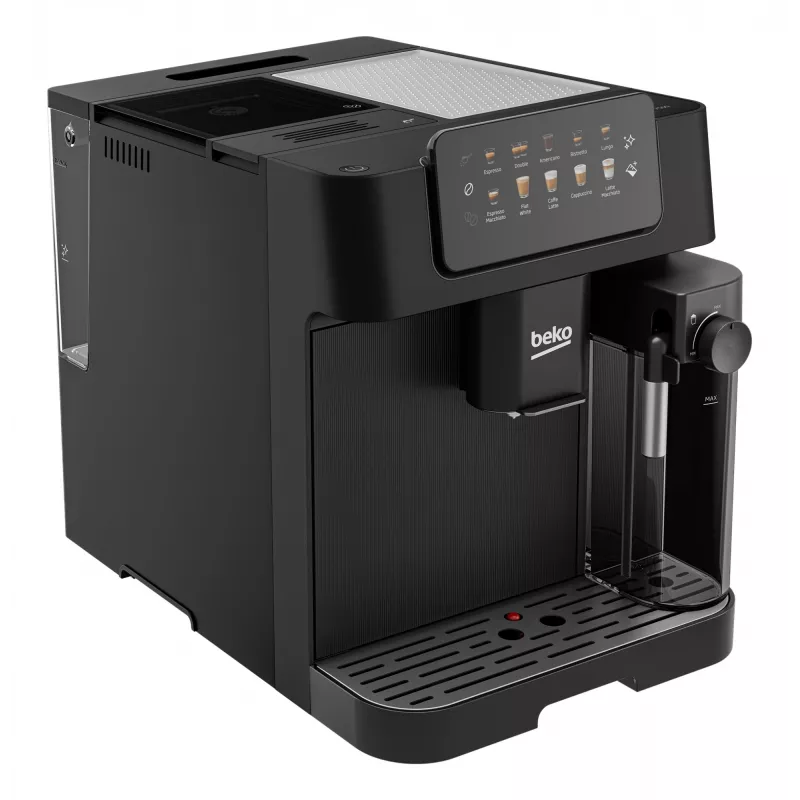 Máquina de café automática Beko CEG7304B CaffeExperto com lança de vapor, máquina de café expresso, 2 l, grãos de café, moinho integrado, 1350 W, preto, prateado