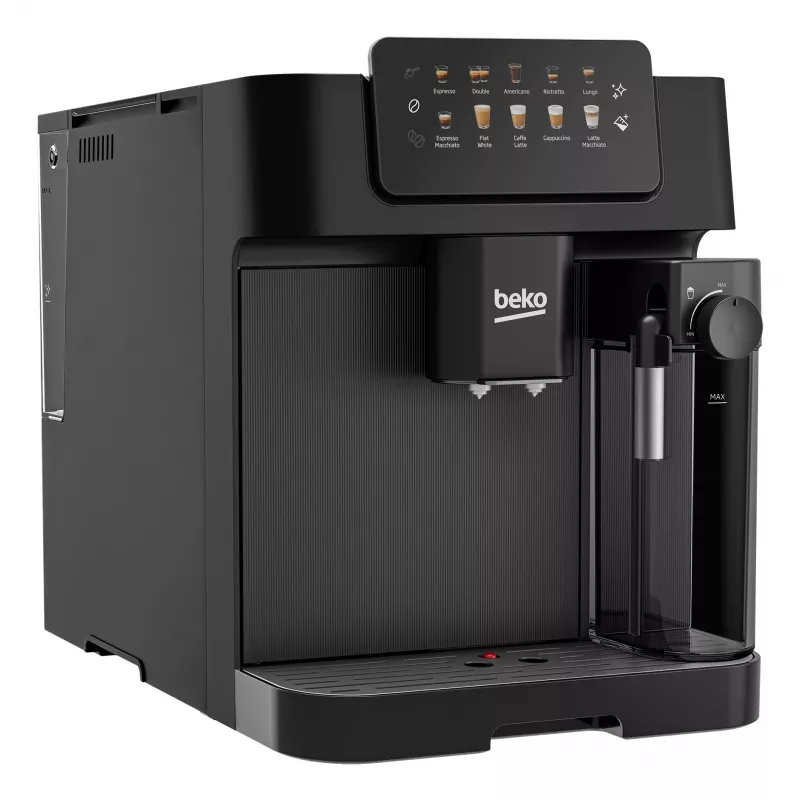 Máquina de café automática Beko CEG7304B CaffeExperto com lança de vapor, máquina de café expresso, 2 l, grãos de café, moinho integrado, 1350 W, preto, prateado