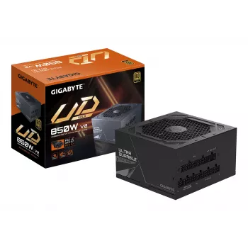 Fonte de alimentação GIGABYTE UD850GM PG5 V2 - PCIe Gen 5.1, 80 PLUS Gold, construção totalmente modular, ventoinha 120mm, compatível ATX 3.1, ficha EU
