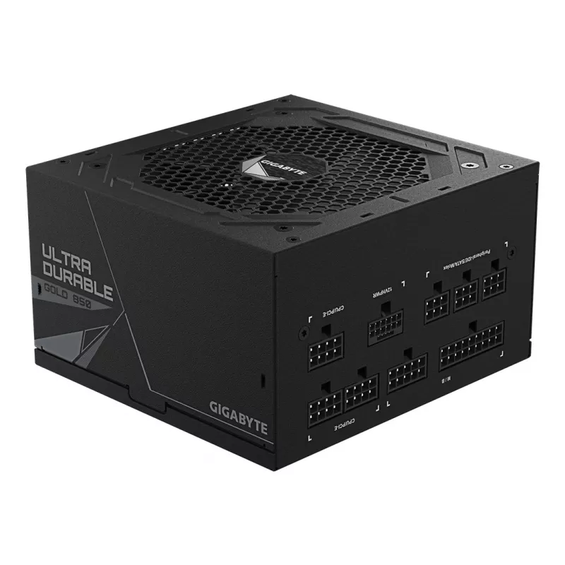 Fonte de alimentação GIGABYTE UD850GM PG5 V2 - PCIe Gen 5.1, 80 PLUS Gold, construção totalmente modular, ventoinha 120mm, compatível ATX 3.1, ficha EU