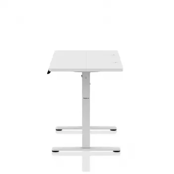 Secretária gaming huzaro Hero 8.1 — secretária elétrica de altura ajustável branca 120×60 cm, 720–1180 mm, capacidade 50 kg, gestão de cabos