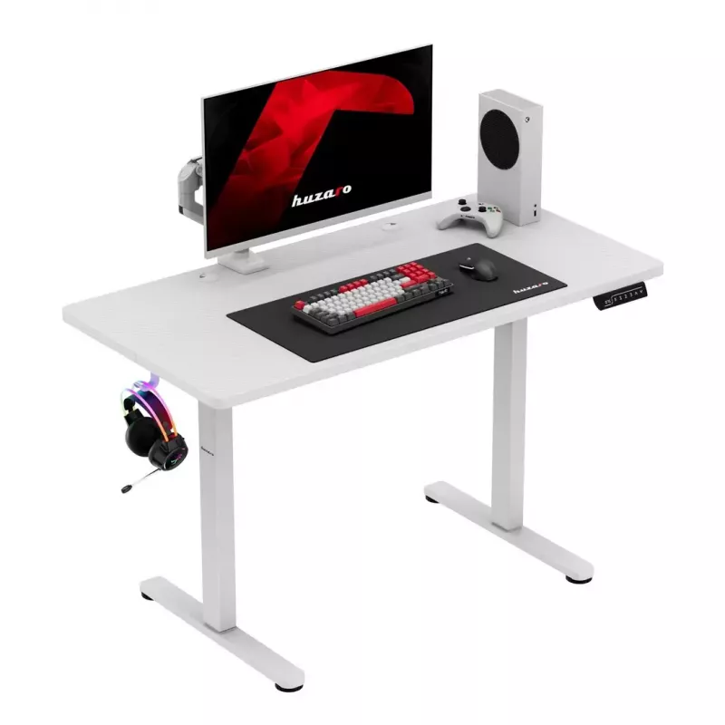 Huzaro Hero 8.1 secretária gaming, regulável em altura, 120x60 cm, branca