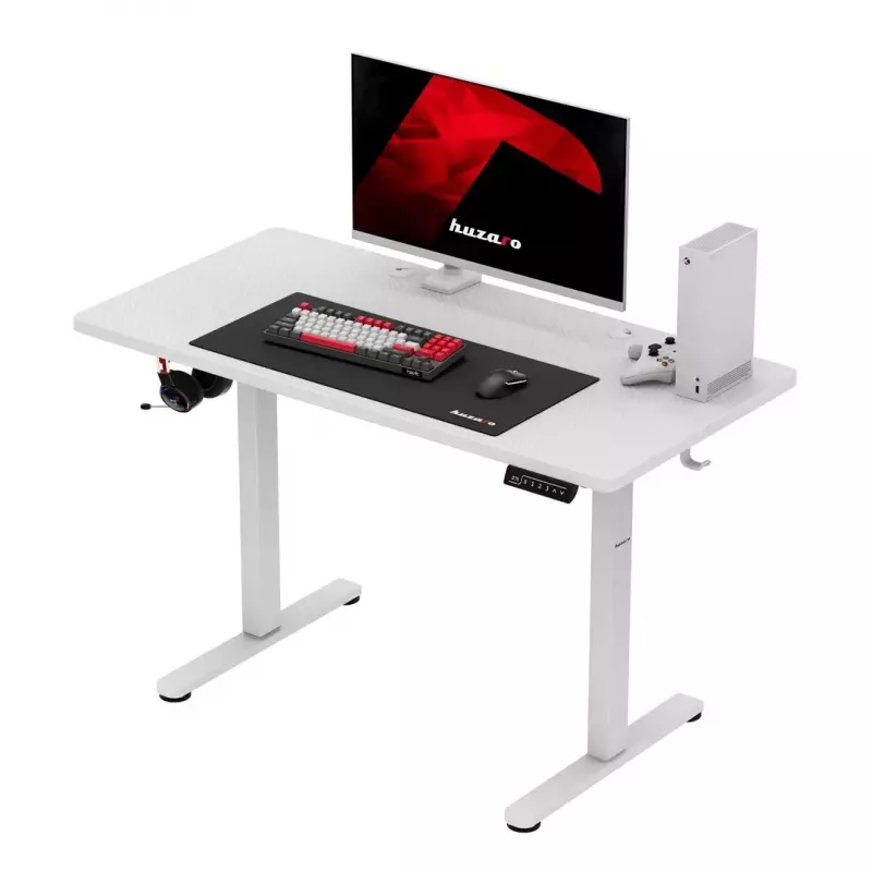 Huzaro Hero 8.1 secretária gaming, regulável em altura, 120x60 cm, branca