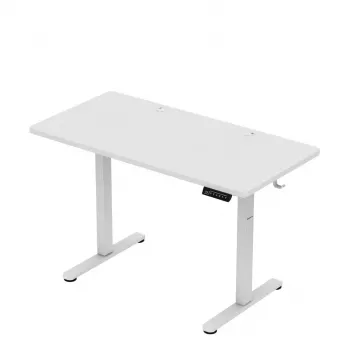 Secretária gaming huzaro Hero 8.1 — secretária elétrica de altura ajustável branca 120×60 cm, 720–1180 mm, capacidade 50 kg, gestão de cabos