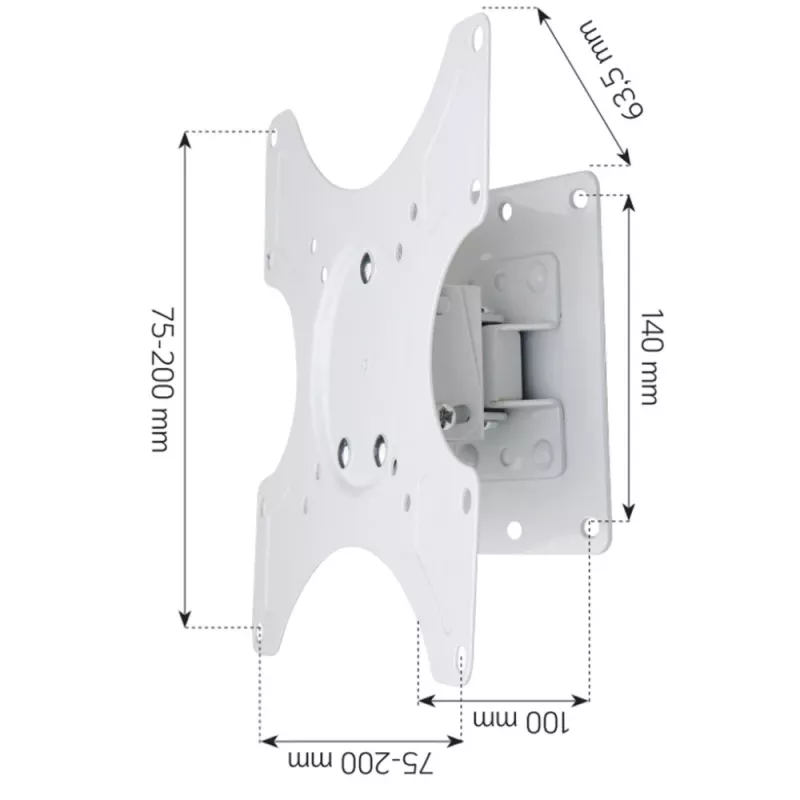 Suporte de parede Techly para LCD LED 19-37'' inclinável 1 articulação branco ICA-LCD 2900WH