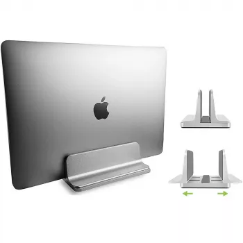 Suporte para portátil TECHLY suporte vertical de alumínio para notebook prateado até 17 polegadas (96×150×48 mm, 580 g)