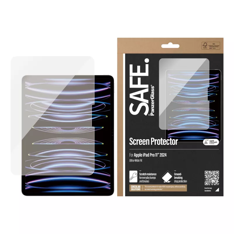 PanzerGlass SAFE95857 SAFE película de vidro temperado para iPad Pro 11 (2024), Ultra-Wide Fit