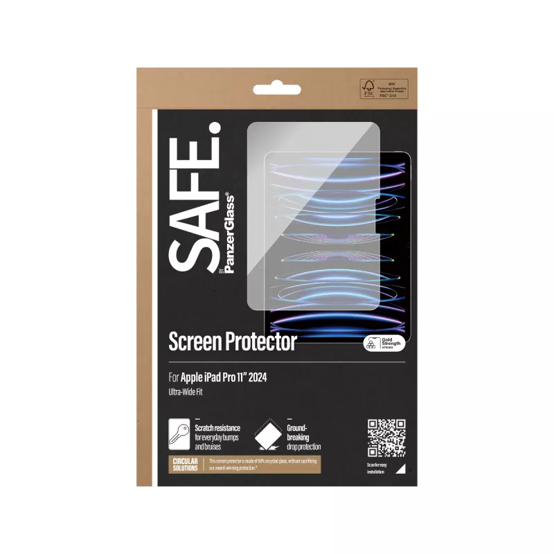 PanzerGlass SAFE95857 SAFE película de vidro temperado para iPad Pro 11 (2024), Ultra-Wide Fit