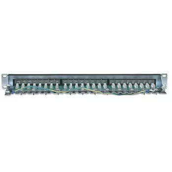 Patch panel Intellinet, Cat6, FTP, 24 portas, 1U, blindado, barras LSA 90° Top-Entry, preto