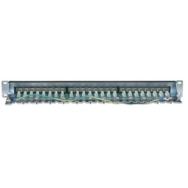 Patch panel Intellinet, Cat6, FTP, 24 portas, 1U, blindado, barras LSA 90° Top-Entry, preto