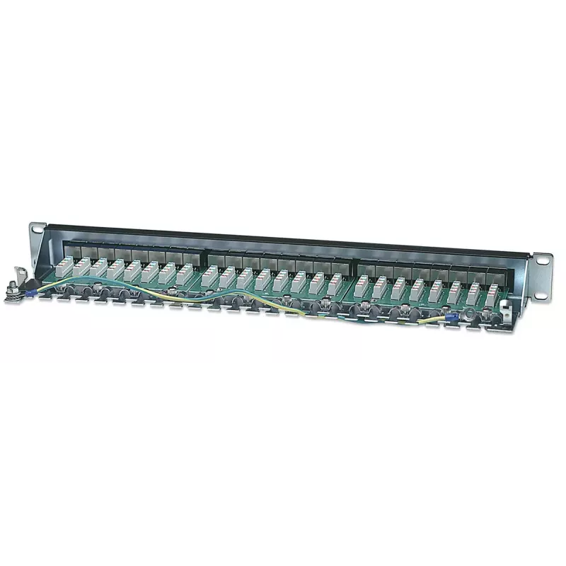 Patch panel Intellinet, Cat6, FTP, 24 portas, 1U, blindado, barras LSA 90° Top-Entry, preto