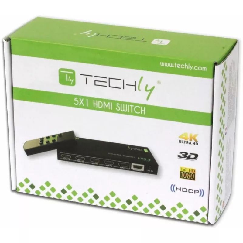 Switch HDMI Techly 5 IN 1 OUT com comando, 4Kx2K, 3D IDATA HDMI-4K51