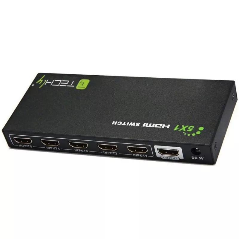 Switch HDMI Techly 5 IN 1 OUT com comando, 4Kx2K, 3D IDATA HDMI-4K51