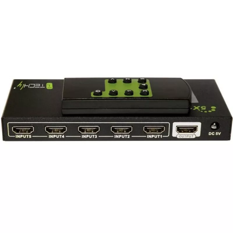 Switch HDMI Techly 5 IN 1 OUT com comando, 4Kx2K, 3D IDATA HDMI-4K51