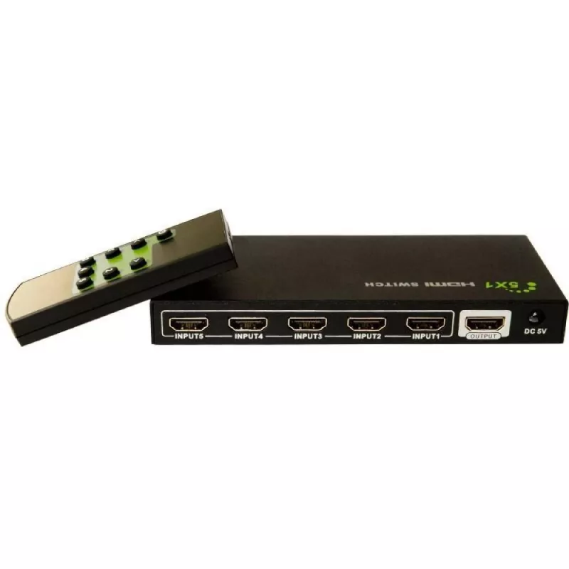 Switch HDMI Techly 5 IN 1 OUT com comando, 4Kx2K, 3D IDATA HDMI-4K51