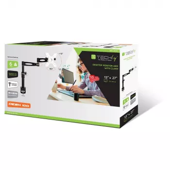 Suporte de mesa Techly 13-27 polegadas para monitor braço longo inclinável ICA-LCD 502BK
