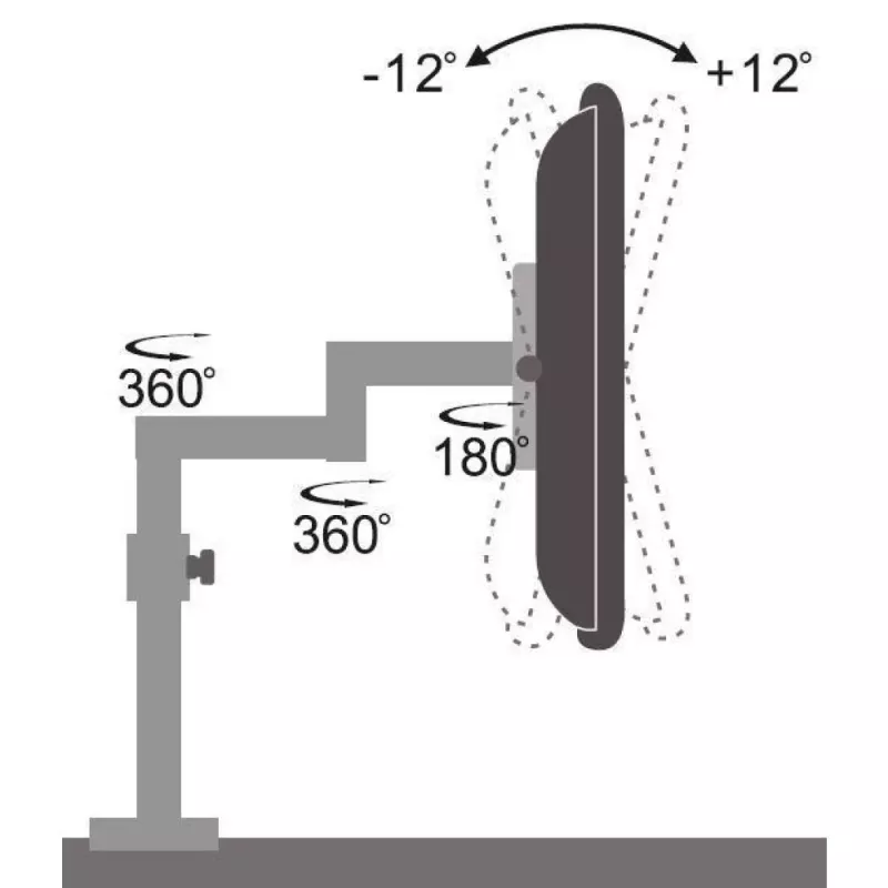 Suporte de mesa Techly 13-27 polegadas para monitor braço longo inclinável ICA-LCD 502BK