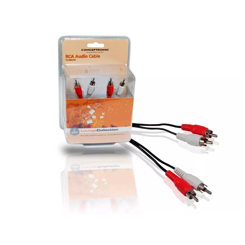 Cabo de áudio RCA Conceptronic, RCA, ficha, RCA, ficha, 5 m, preto