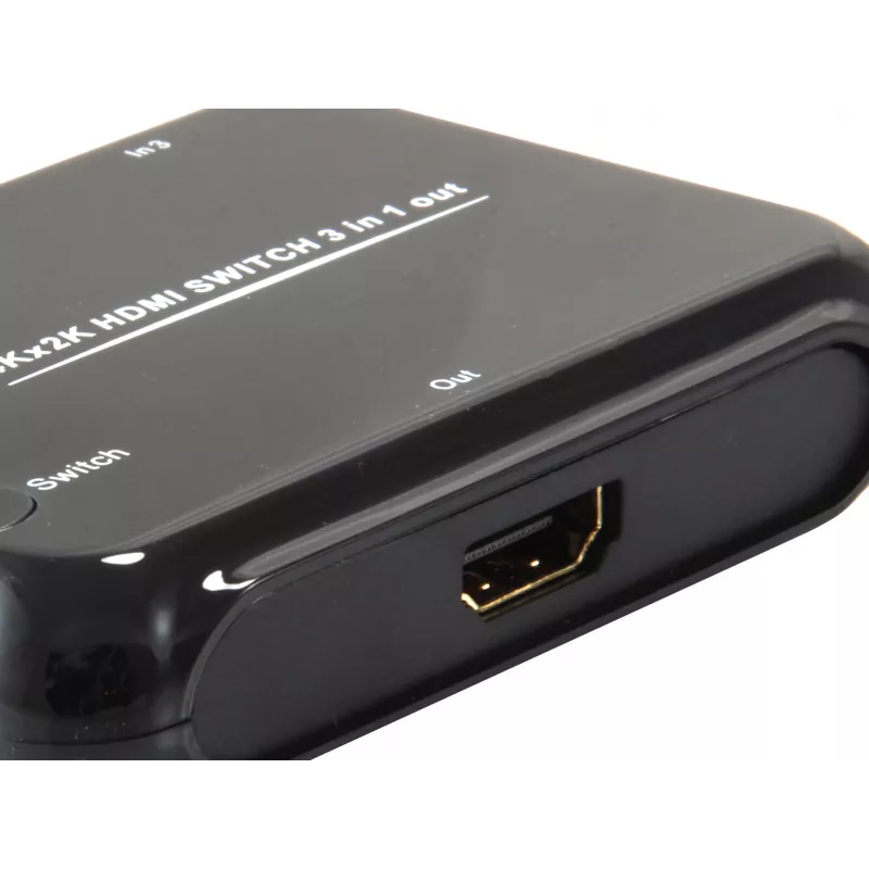 Switch HDMI Equip 1.4 3x1, HDMI, plástico, preto, IR, 7.1 canais, DTS-HD, Dolby TrueHD