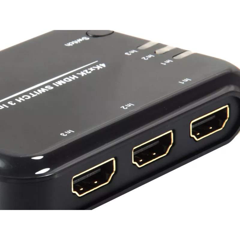 Switch HDMI Equip 1.4 3x1, HDMI, plástico, preto, IR, 7.1 canais, DTS-HD, Dolby TrueHD