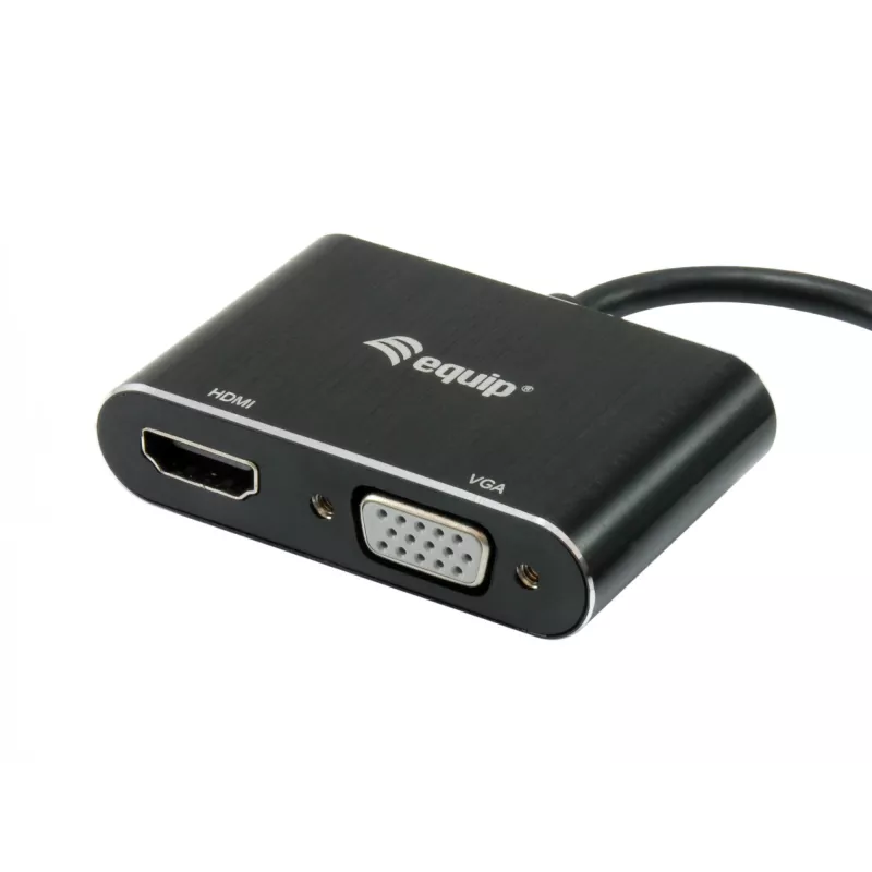 Equip 133386 adaptador USB 3.0 para HDMI/VGA (HD15) para dois monitores, USB 3.2 Gen 1 Type-A, 1920x1080
