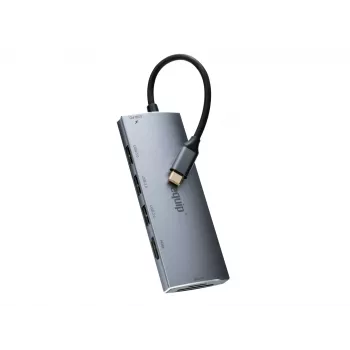 Adaptador multifunções Equip USB-C 7 em 1, USB 3.2 Gen 1 (3.1 Gen 1) Type-C, 100 W, Prateado, MicroSD (TransFlash), MicroSDHC, SD, SDHC, 4K Ultra HD, 30 Hz