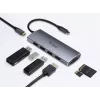 Equip 133482 adaptador multifunções USB-C 7 em 1, USB 3.2 Gen 1, HDMI 4K 30 Hz, 3x USB 3.0, SD/microSD, USB-C PD 100 W, alumínio