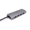 Equip 133482 adaptador multifunções USB-C 7 em 1, USB 3.2 Gen 1, HDMI 4K 30 Hz, 3x USB 3.0, SD/microSD, USB-C PD 100 W, alumínio