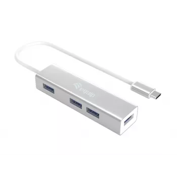 Hub Equip USB-C para 4 portas USB 3.0, USB 3.2 Gen 1 (3.1 Gen 1) Type-C, USB 3.2 Gen 1 (3.1 Gen 1) Type-A, 5000 Mbit/s, Prateado, alumínio, Windows 10, Windows 7, Windows 8