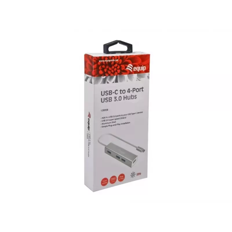 Equip 128958 hub USB-C para 4 portas USB 3.0, USB 3.2 Gen 1, USB Type-A, 5 Gbps