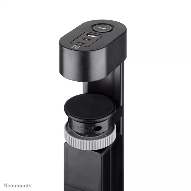 Neomounts DS22-840BL6 Tomada de secretária com grampo e ligações USB-C e USB-A – carregamento rápido