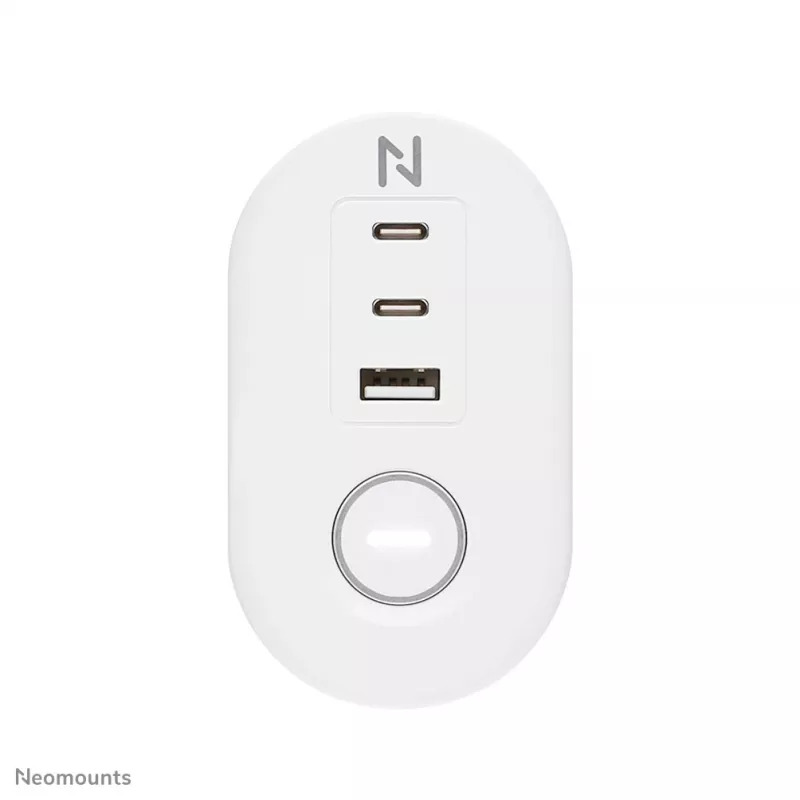 Neomounts DS22-840WH6 Tomada de secretária com grampo e ligações USB-C e USB-A – carregamento rápido